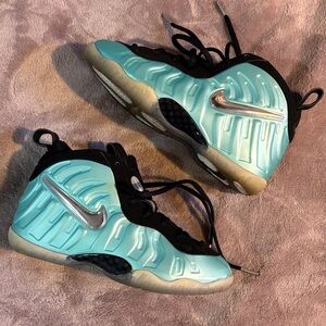 Nike Foamposite Pro in Teal and Black with Silver Swoosh